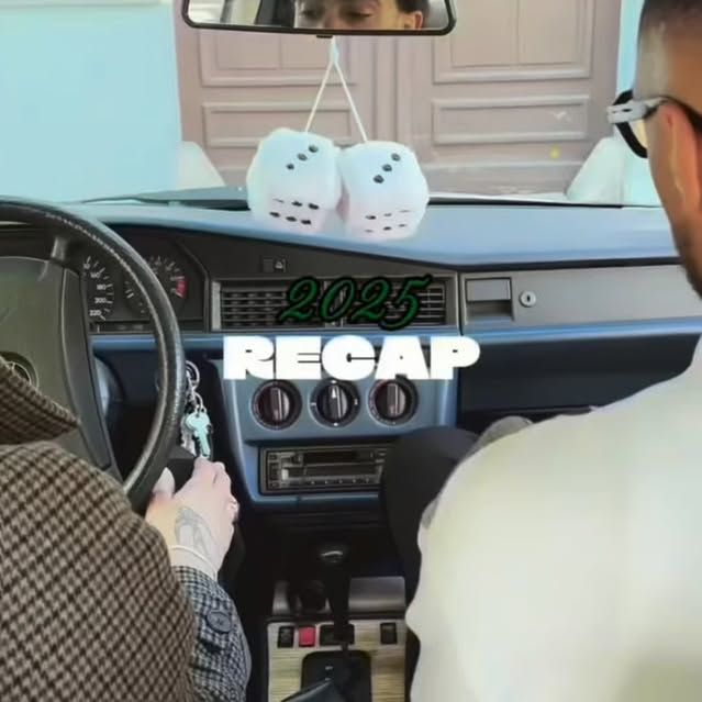 A 2025 recap title over a car dashboard